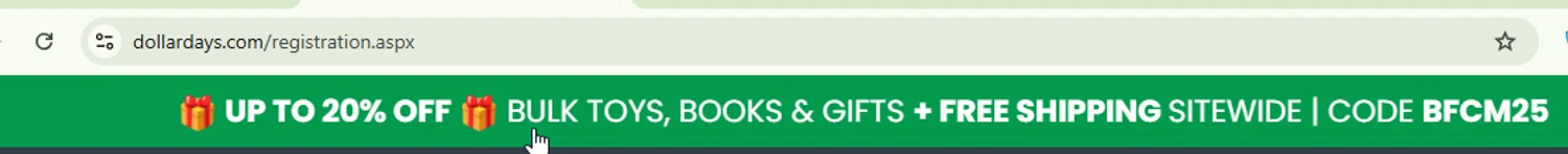 DollarDays promo code screenshot showing code BFCM25 applied at DollarDays checkout page. Uploaded by SimplyCodes community member Logoteam on Nov 28, 2025