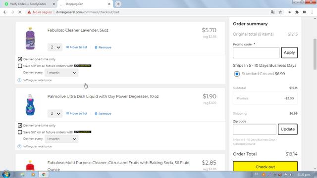 Dollar General checkout page showing Dollar General promo code box | Screenshot taken by SimplyCodes community member on Mar 10, 2021