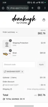 MASHAWI10off coupon verification screenshot