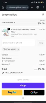 RETAILMENOT coupon verification screenshot