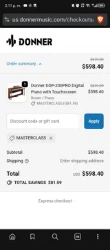 MASTERCLASS coupon verification screenshot