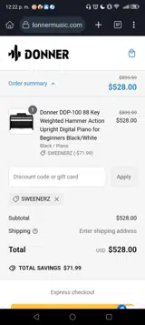 SWEENERZ coupon verification screenshot