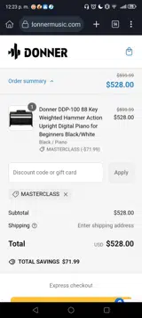 MASTERCLASS coupon verification screenshot