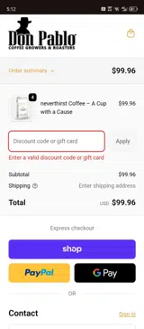 SAVING coupon verification screenshot