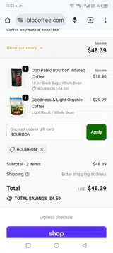 BOURBON coupon verification screenshot