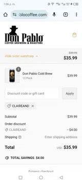 claireand coupon verification screenshot