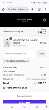 SOUTHFLORIDASPCA coupon verification screenshot