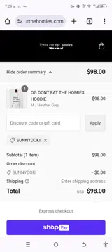 SUNNYDOKI coupon verification screenshot