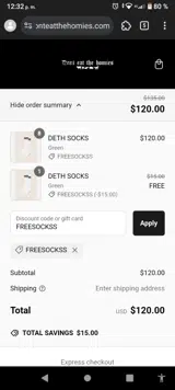 FREESOCKSS coupon verification screenshot