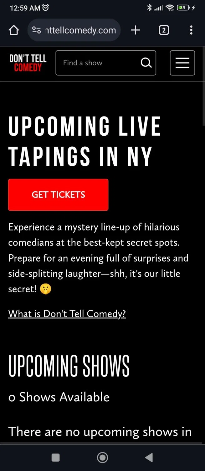 Don't Tell Comedy promo code screenshot showing code TIMEOUTNYC applied at Don't Tell Comedy checkout page. Uploaded by SimplyCodes community member PromoScout874 on Mar 31, 2025