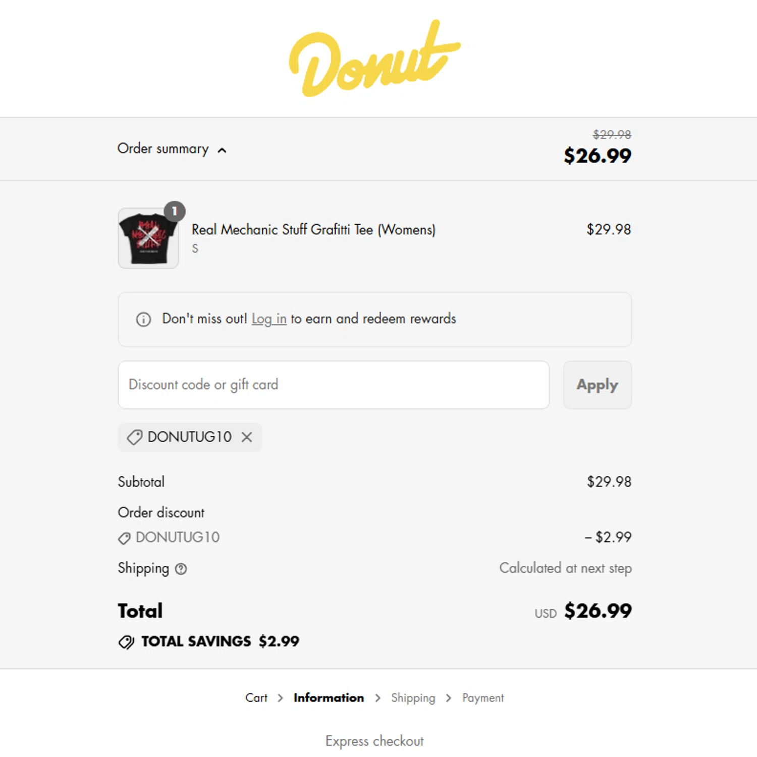 Donut Media discount code screenshot showing code DONUTUG10 applied at Donut Media checkout page. Uploaded by SimplyCodes community member Jose_515 on Jul 30, 2025