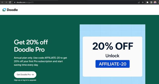 Doodle checkout page showing Doodle promo code box | Screenshot taken by SimplyCodes community member on Sep 2, 2025