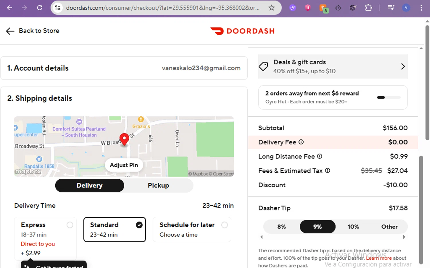DoorDash promo code screenshot showing code XPDPFQ applied at DoorDash checkout page. Uploaded by SimplyCodes community member beatrizcastillo on Jan 31, 2026