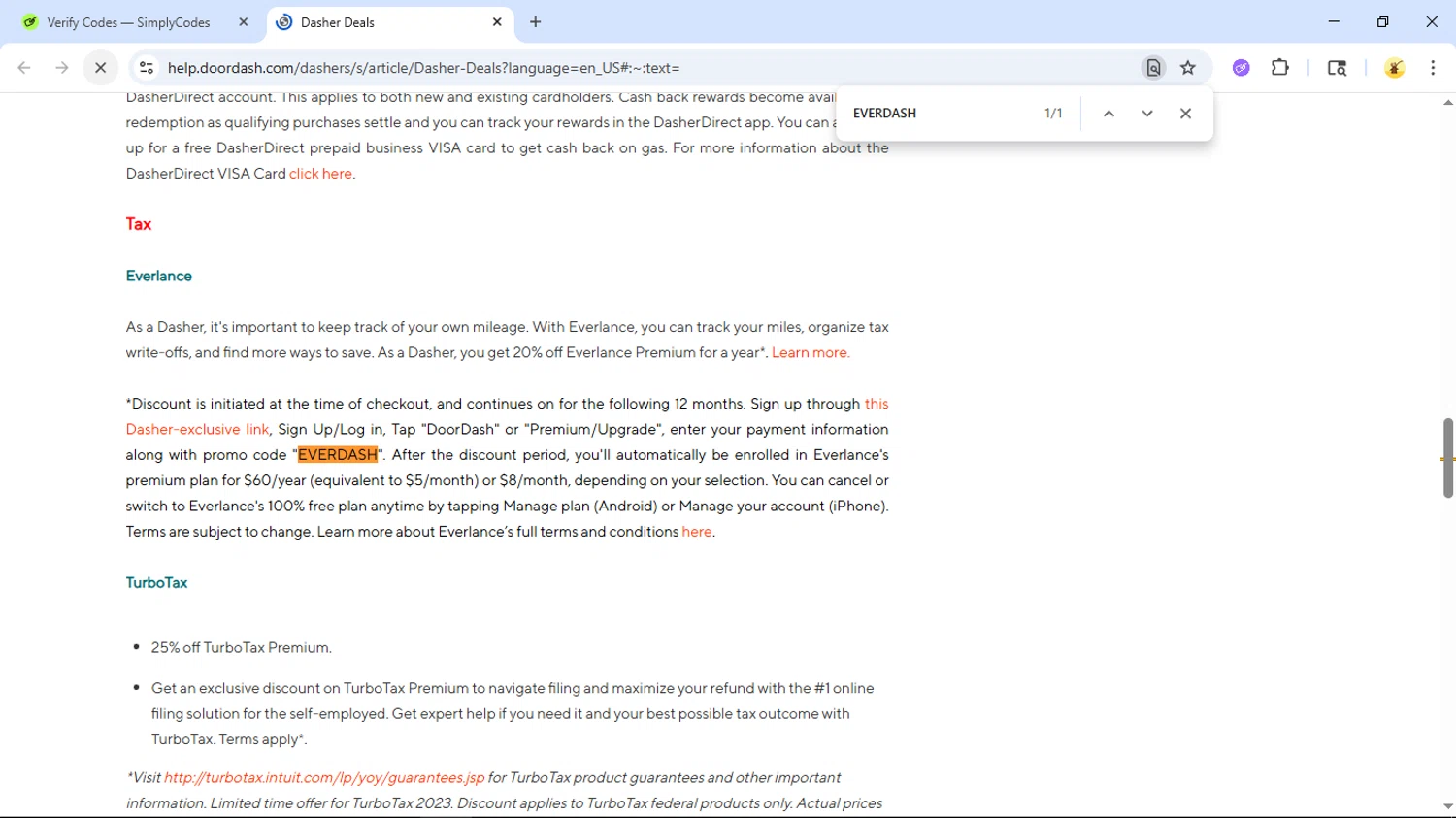 DoorDash Dasher checkout page showing DoorDash Dasher promo code box | Screenshot taken by SimplyCodes community member on Feb 17, 2026