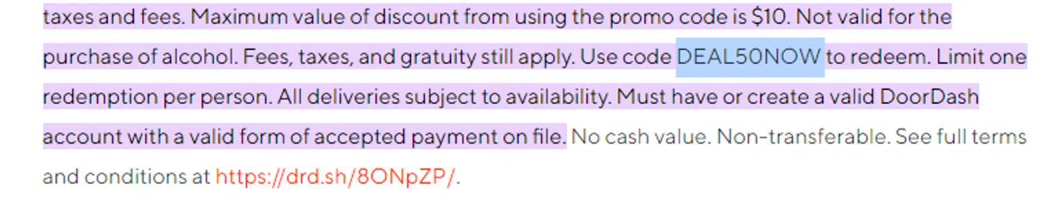 DoorDash Dasher promo code screenshot showing code DEAL50NOW applied at DoorDash Dasher checkout page. Uploaded by SimplyCodes community member RonaldAcunaJr on Jan 23, 2026