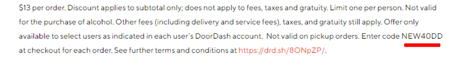 DoorDash Dasher promo code screenshot showing code NEW40DD applied at DoorDash Dasher checkout page. Uploaded by SimplyCodes community member RonaldAcunaJr on Feb 4, 2026