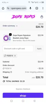 Fede10 coupon verification screenshot