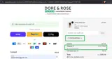 Dore & Rose US coupon verification screenshot