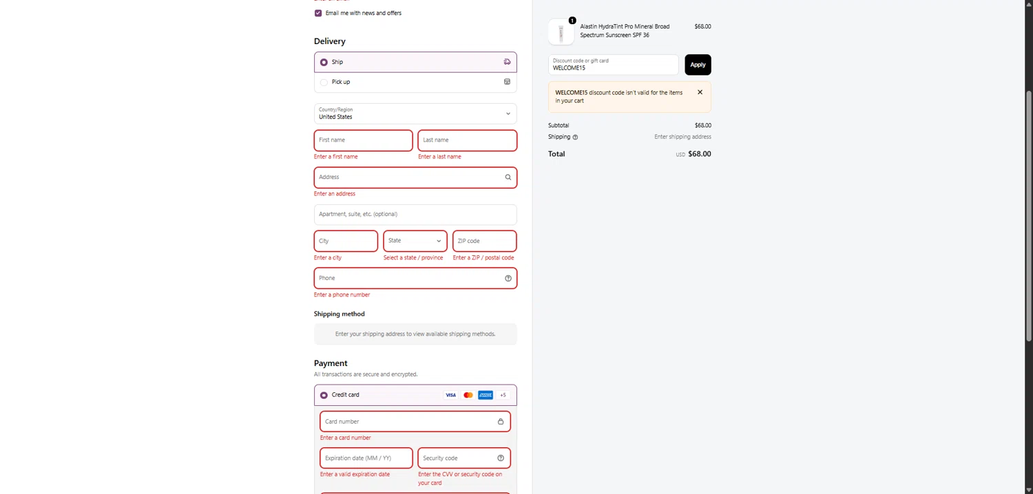 Doris Day MD checkout page showing Doris Day MD promo code box | Screenshot taken by SimplyCodes community member on Dec 13, 2025