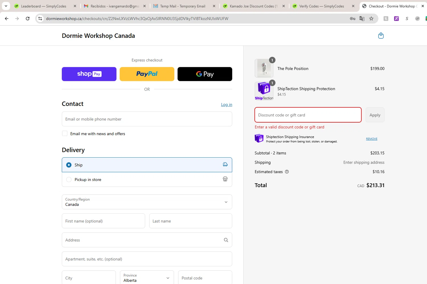 Dormie Golf Workshop promo code screenshot showing code 25 applied at Dormie Golf Workshop checkout page. Uploaded by SimplyCodes community member Rado1234 on May 7, 2025