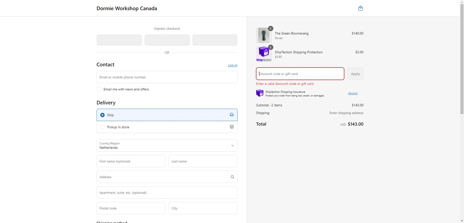 Dormie Golf Workshop promo code screenshot showing code 25 applied at Dormie Golf Workshop checkout page. Uploaded by SimplyCodes community member NobleMaestro6498 on May 7, 2025