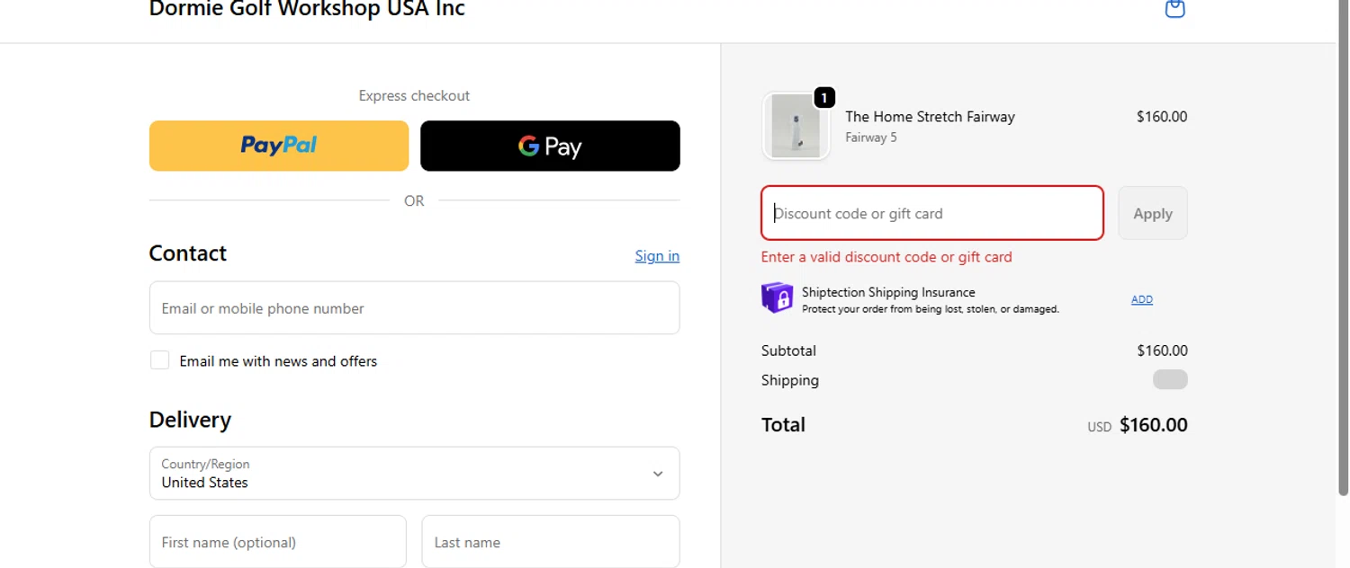 Dormie Golf Workshop promo code screenshot showing code FLYSTAYPLAY applied at Dormie Golf Workshop checkout page. Uploaded by SimplyCodes community member BonusDefender8823 on Oct 1, 2025