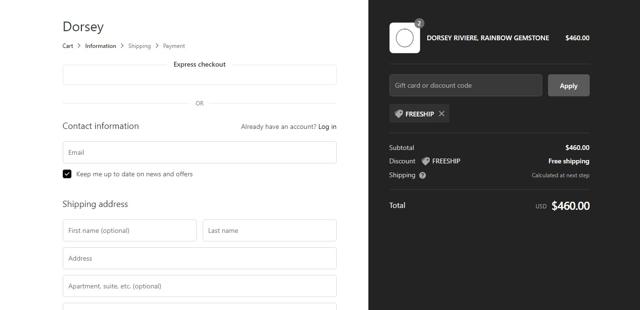 Dorsey checkout page showing Dorsey discount code box | Screenshot taken by SimplyCodes community member on Sep 14, 2021