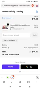 Double Infinity Gaming coupon verification screenshot