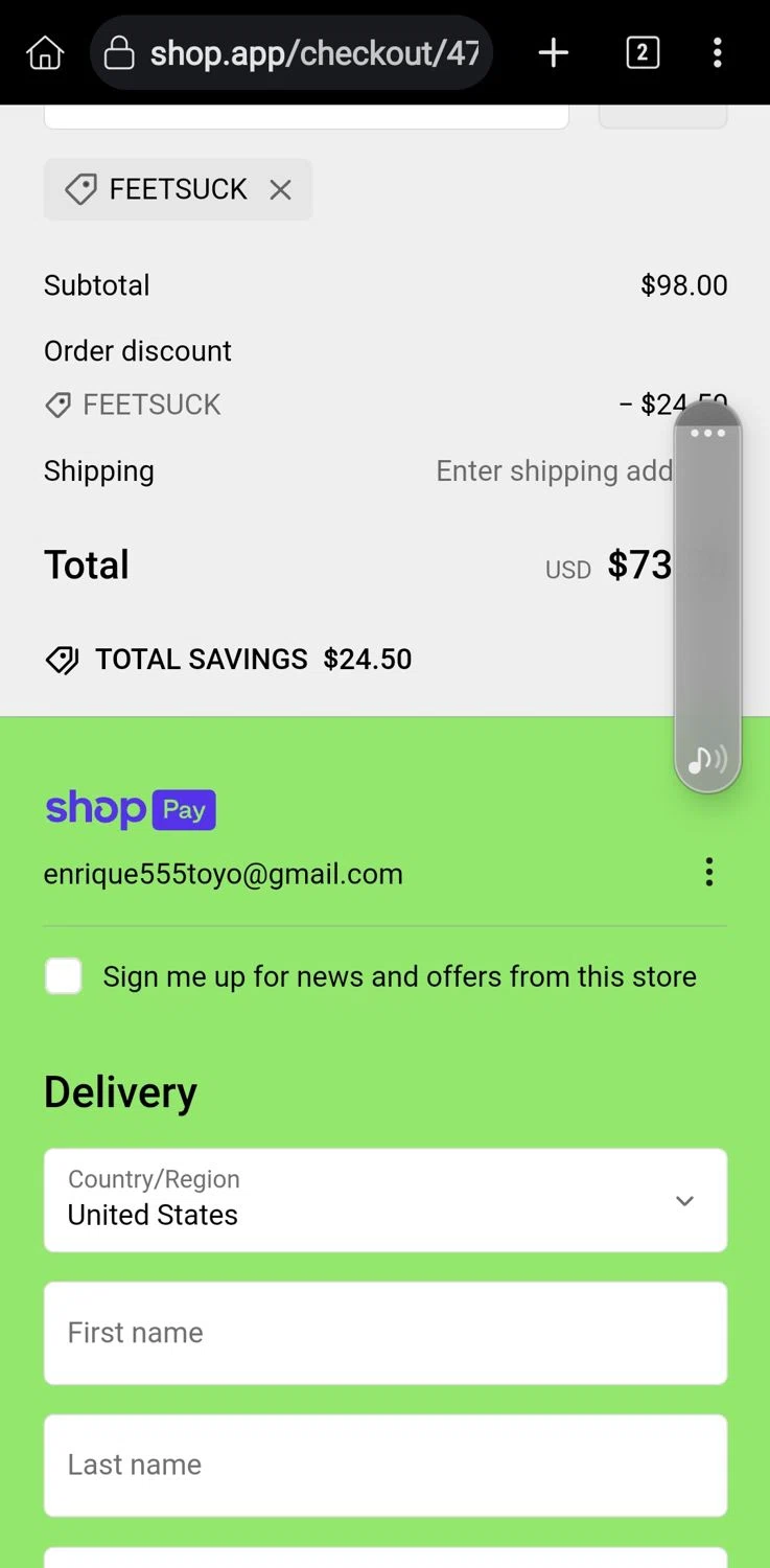 Doublesoul discount code screenshot showing code feetsuck applied at Doublesoul checkout page. Uploaded by SimplyCodes community member MightyMaestro356 on Feb 2, 2025