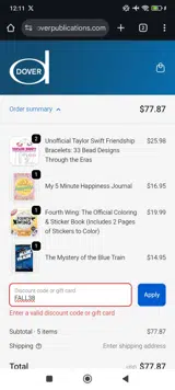 FALL38 coupon verification screenshot