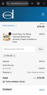 FALL38 coupon verification screenshot