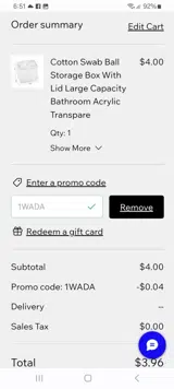 1WADA coupon verification screenshot