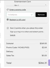 1vchelpves coupon verification screenshot