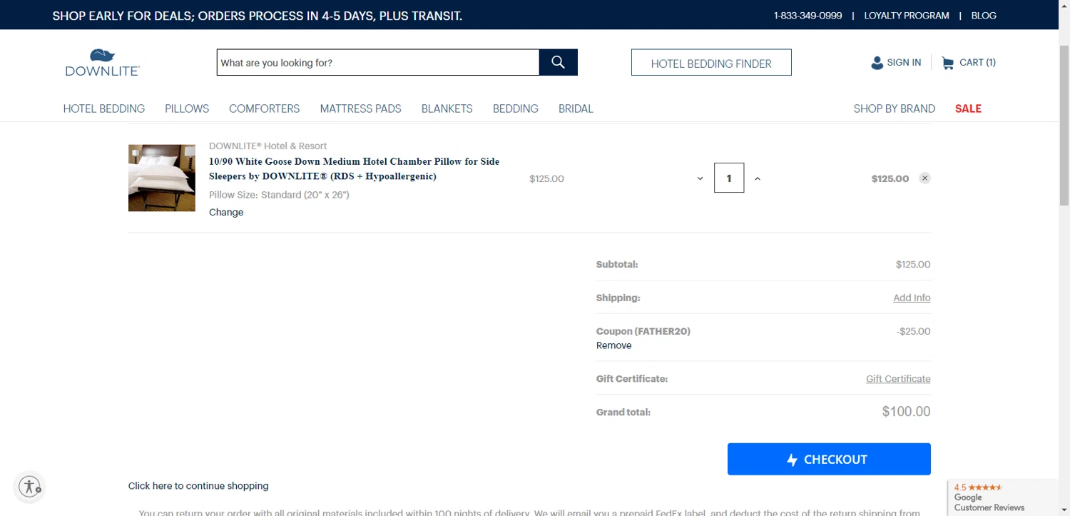 where to use DOWNLITE promo code box