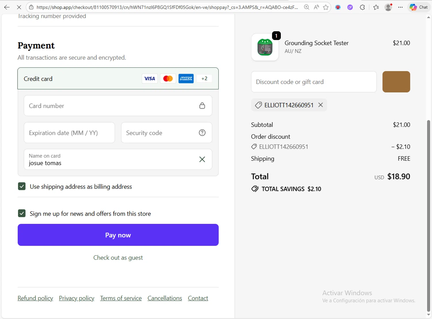 Down To Ground discount code screenshot showing code ELLIOTT142660951 applied at Down To Ground checkout page. Uploaded by SimplyCodes community member Franco20 on Dec 30, 2025
