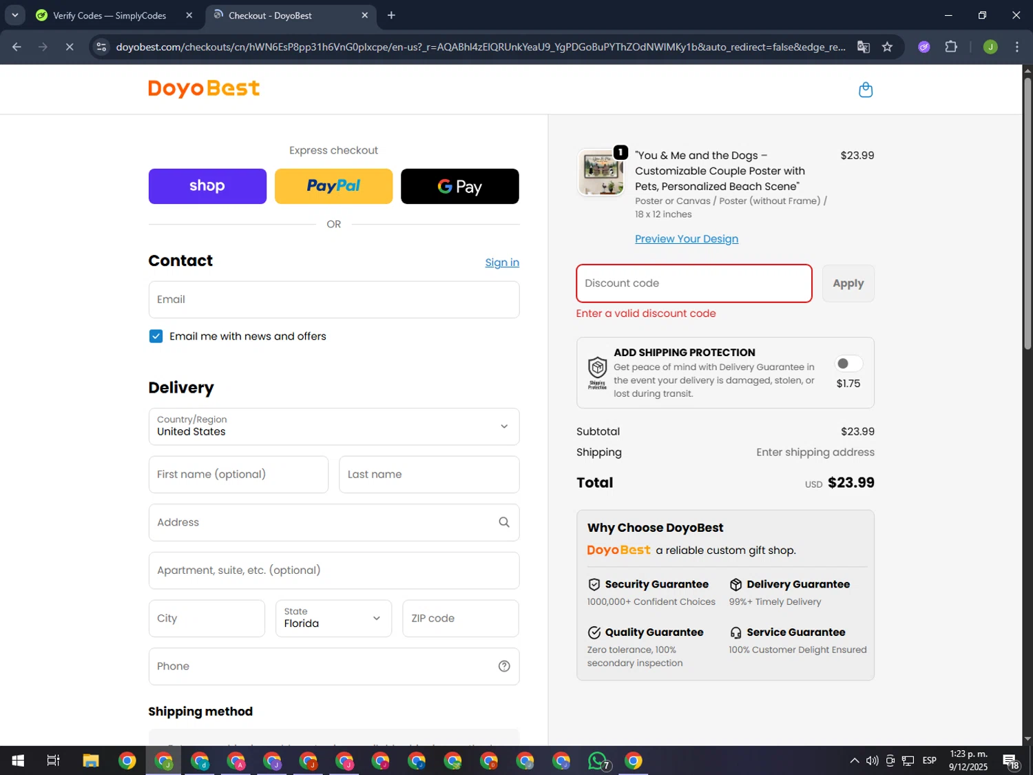 DoyoBest discount code screenshot showing code newsLSS63Zuo applied at DoyoBest checkout page. Uploaded by SimplyCodes community member MightyFinder1041 on Dec 9, 2025