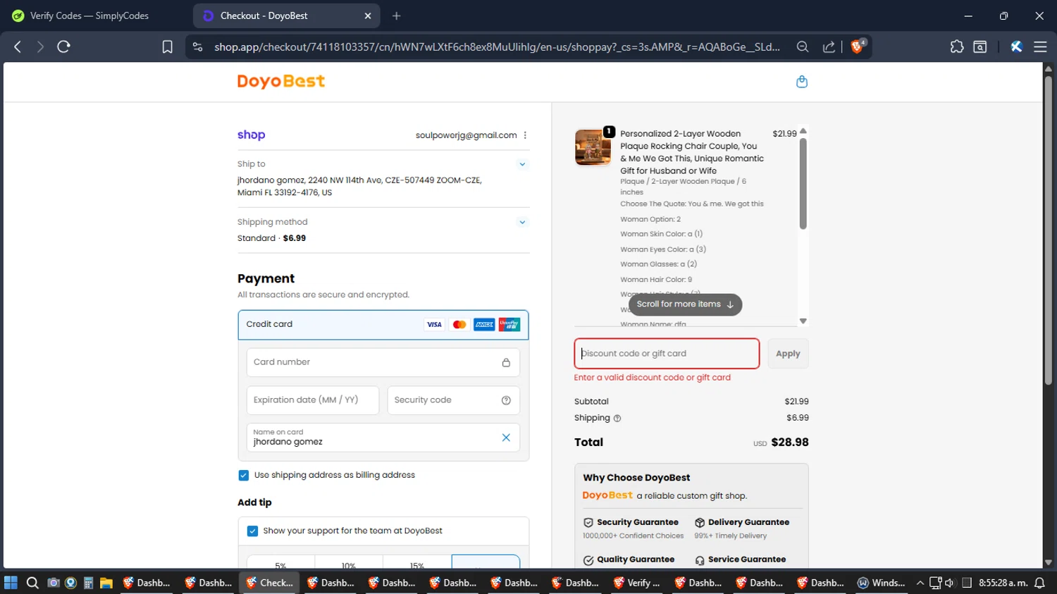 DoyoBest discount code screenshot showing code newsNT9lliih applied at DoyoBest checkout page. Uploaded by SimplyCodes community member Jgomez on Jan 23, 2026