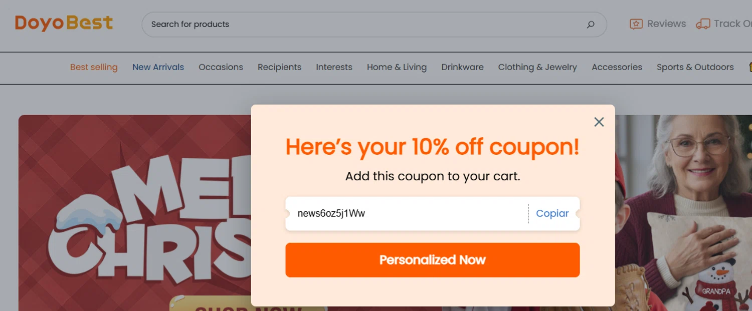 DoyoBest discount code screenshot showing code news6oz5j1Ww applied at DoyoBest checkout page. Uploaded by SimplyCodes community member ashe1986 on Dec 11, 2025