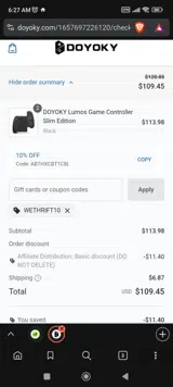 WETHRIFT10 coupon verification screenshot