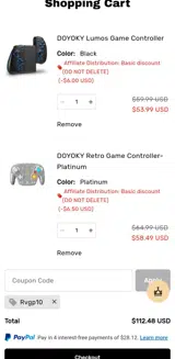 RVGP10 coupon verification screenshot
