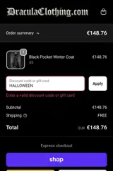 HALLOWEEN coupon verification screenshot