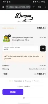 get10 coupon verification screenshot