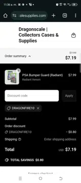 Dragonscale Supplies coupon verification screenshot