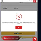 Dragon Targets coupon verification screenshot