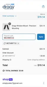WETHRIFT10 coupon verification screenshot