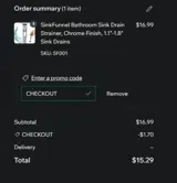 CHECKOUT coupon verification screenshot