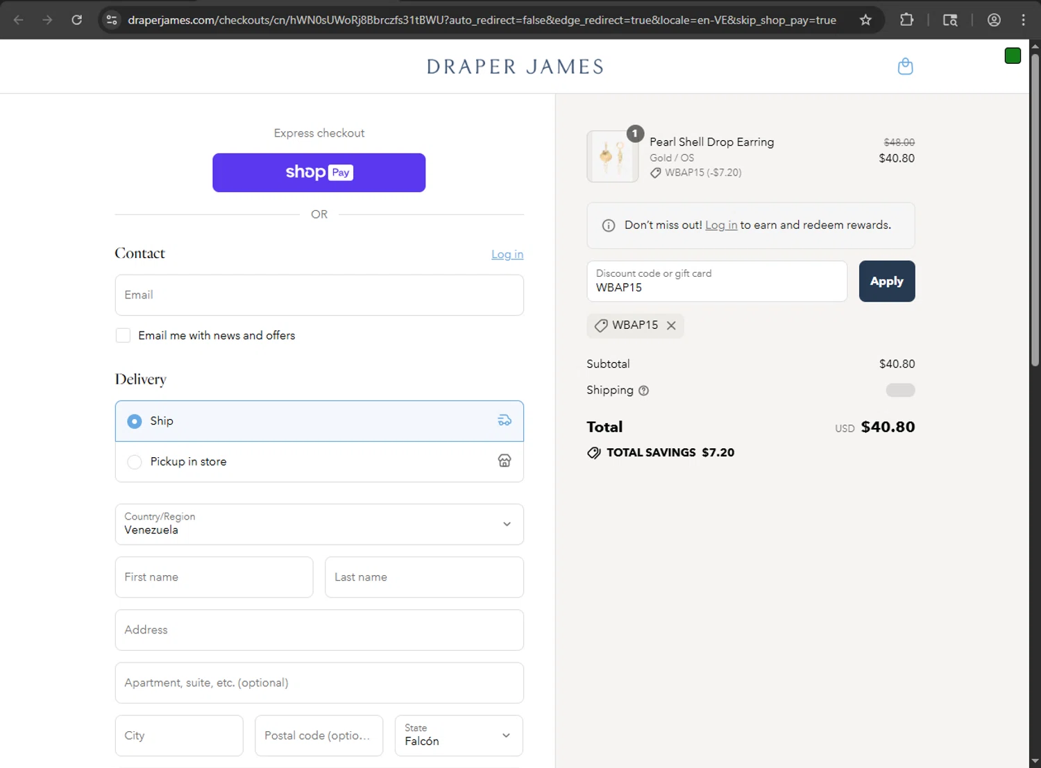 Draper James discount code screenshot showing code WBAP15 applied at Draper James checkout page. Uploaded by SimplyCodes community member MAHORAGA on Jul 21, 2025