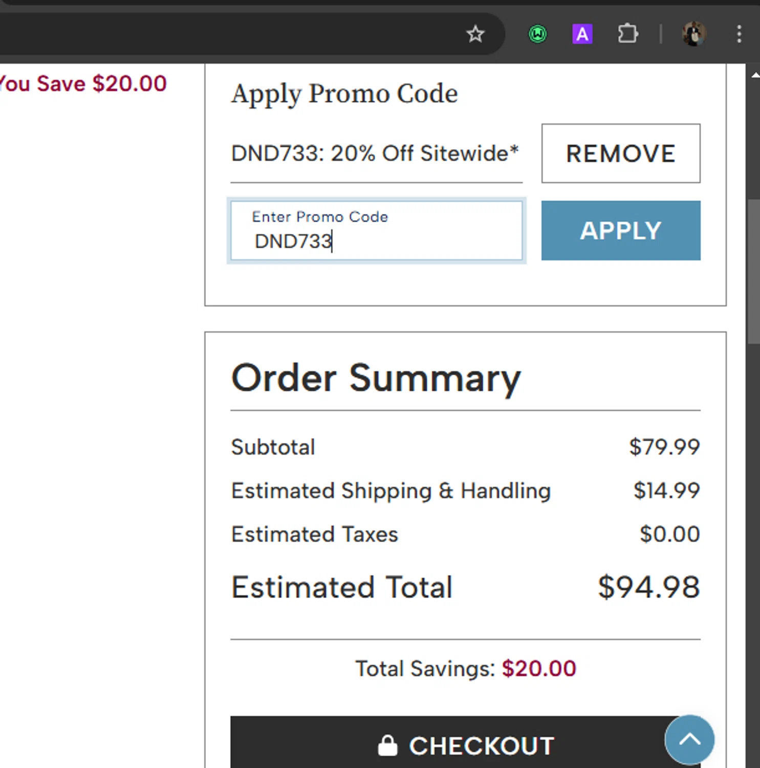 Draper's & Damon's promo code screenshot showing code DND733 applied at Draper's & Damon's checkout page. Uploaded by SimplyCodes community member WiseLegend5590 on Mar 24, 2025