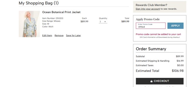 Draper's & Damon's checkout page showing Draper's & Damon's promo code box | Screenshot taken by SimplyCodes community member on May 4, 2025