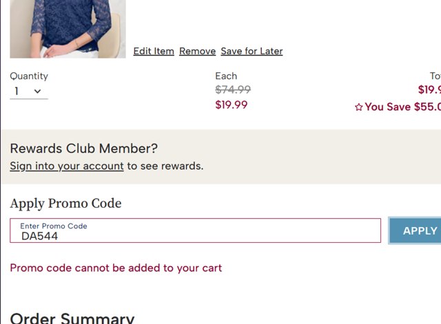 Draper's & Damon's checkout page showing Draper's & Damon's promo code box | Screenshot taken by SimplyCodes community member on Jun 15, 2025